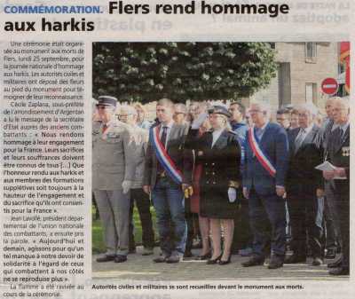  FLERS  rend hommage aux HARKIS
Septembre 2017

