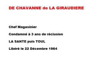   DE CHAVANNE 
DE LA GIRAUDIERE
