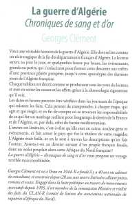  LA GUERRE d'ALGERIE 
---- 
Chroniques de Sang et d'Or
par Georges CLEMENT
