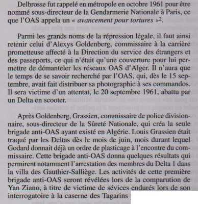   20 Septembre 1961 : assassinat du
commissaire Alexys GOLDENBERG
