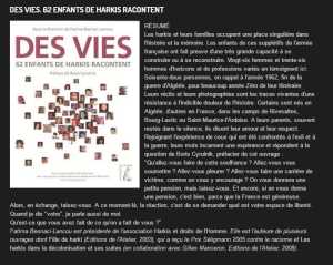  DES VIES 
62 Enfants de Harkis racontent   
----
Fatima BENACI-LANCOU
