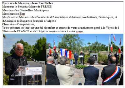  FREJUS - 16 Mai 2015
Discours de Jean-Paul SELLES


